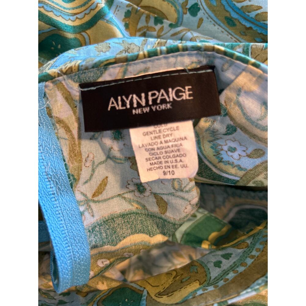 Alyn Paige | Blue/Green Paisley Halter Sheath Dress | 9/10 - Picture 12 of 12